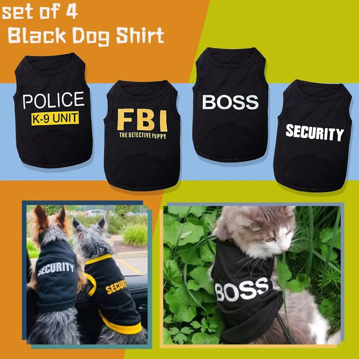 4 Packs Dog Shirts for Small Dog, Pet T-Shirts Clothes Vest for Puppy Boy Girl XS